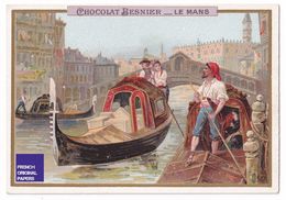 Rare Chromo Romanet Chocolat Besnier Le Mans 1895 Thème Venise Gondole Italie Navigation Port Commerce A37-50 - Other & Unclassified