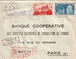 Recommandée De Paris VIII 49 Rue La Boetie Avec Cachet Trouvé à La Boite , 888 Abbaye St Wandrille Et 841A Comminges  - - 1921-1960: Modern Period
