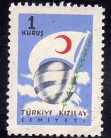 TURCHIA TURKÍA TURKEY 1954 POSTAL TAX SEGNATASSE GLOBE AND FLAG GLOBO E BANDIERA 1k MNH - Postage Due