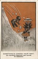 Black Americana, "Something's Coming Your Way!", Signed Lewin (1920) Postcard - Black Americana