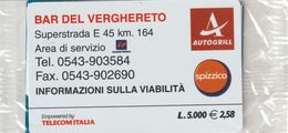 21-Carta Alberghi-Bar Del Verghereto-Autogrill--Nuova In Confezione Originale - Sonderzwecke