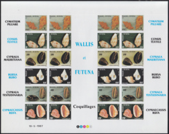 WALLIS & FUTUNA (1985) Shells. Imperforate Sheet Of 24 Showing Names Of Shells In Margin. Scott Nos 320-5 - Sin Dentar, Pruebas De Impresión Y Variedades
