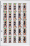 WALLIS & FUTUNA (1991) Native Warrior. Full Sheet Of 25 Imperforates. Scott No 406, Yvert No 406. - Sin Dentar, Pruebas De Impresión Y Variedades