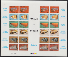 WALLIS & FUTUNA (1983) Cone Shells. Imperforate Sheet Of 24 Showing Names Of Shells In Margin. Scott Nos 303//13 - Non Dentellati, Prove E Varietà