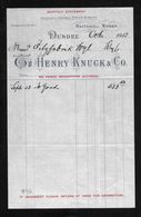 1912 DUNDEE → Monthly Statement Telegraphic Address Henry Knuck & Co. - Royaume-Uni