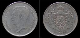 Belgium Albert I 20 Frank (4belga) 1931FR-pos A - 20 Francs & 4 Belgas