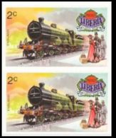 LIBERIA 1973 Victorian Old Clothes Luggage Steam Train Railway 2c IMPERF.PAIR Great Britain-related - Textile