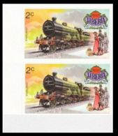 LIBERIA 1973 Victorian Old Clothes Luggage Steam Train Railway 2c CORNER IMPERF.PAIR Great Britain-related - Textile