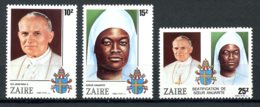 Zaire, 1986, Pope John Paul, Sister Nengapeta , MNH, Michel 928-930 - Otros & Sin Clasificación