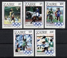 Zaire, 1984, Olympic Summer Games Los Angeles, Sports, MNH, Michel 861-865 - Autres & Non Classés