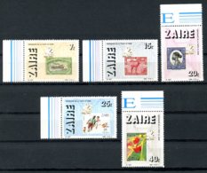 Zaire, 1986, Postal Centenary, Stamps On Stamps, MNH, Michel 933-937 - Other & Unclassified