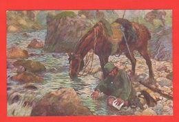 Delcampe - Cavalleggeri Ferito Pro Croce Rossa Red Cross Cascella Ill. Cavalleria Regio Esercito Anni 1915 / 20 Sul Fiume Natisone - Rotes Kreuz
