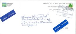 Timbre Avec Feuille D'érable Sur Lettre De Québec Vers La Belgique (2004) - Lettres & Documents