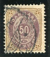 DENMARK 1897 Numeral In Oval 50 Øre Perforated 12¾, Large Crown Watermark, Inverted Frame, Used.  Michel 30 II Y Bb - Usado