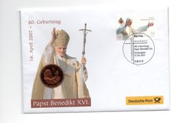 VATICAAN COVER WITH MEDAL PAPST BENEDIKT XVI - 80st GEBURTSTAG 16.04.2007 - Otros & Sin Clasificación