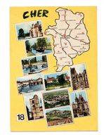 Delcampe - Cher: Carte Geographique, Meillant, Bourges, Vierzon, Sancerre, Saint Satur (20-1086) - Vierzon