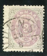 DENMARK 1870 Numeral In Oval 3 Sk. Grey/lilac Used.  Michel 17 I Aa - Usado