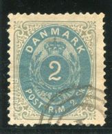 DENMARK 1870 Numeral In Oval 2 Sk. Grey/greenish-blue Used.  Michel 16 I Ac - Used Stamps