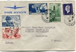 FRANCE LETTRE PAR AVION AVEC AFFRANCHISSEMENT DONT LE 50 F DULAC DEPART PARIS 13-2-46 POUR LES ETATS-UNIS - 1944-45 Marianne Van Dulac