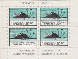 Vignette En Bloc De 4 Dentelée,Vol Spécial Expérimental Polynésie - Samoa Wallis Is., Septembre 1967 - Ohne Zuordnung