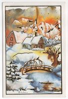Nouvel An - Bonne Année-Féérie Hivernale-carte Double Signée H.Koschinski - Paysage De Neige Avec Village Et Pont-- - Nieuwjaar