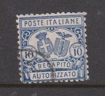 Italy RA 1 1928 Recapito Autorizzato 10c Blue  Perf 11 X 11.25,Used, - Rohrpost