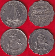 Bahamas Set Of 2 Coins: 10 - 25 Cents 1974-2005 - Bahama's