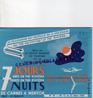 06- DE CANNES A MENTON- 7 JOURS COTE AZUR-RARE DEPLIANT 1950-RIVIERA-SABENA-SWISSAIR-AIR FRANCE-OPERA-CASINO-MONACO - Tourism Brochures