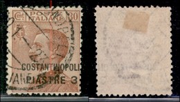 1922 - 3 Piastre Su 30 Cent Michetti (43 - Varietà) - Soprastampa A Destra - Usato - Non Catalogato - Autres & Non Classés