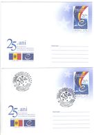 2020 , Moldova , 25 Years Since The Accession Of The Rep. Of Moldova To The Council Of Europe , 2 Pre-paid Envelopes - Moldavia