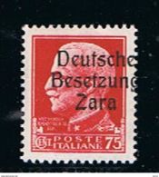 ZARA - OCCUPAZIONE  TEDESCA:  1943  SOPRASTAMPATO  -  75 C. CARMINIO  L. -  SIGLA  L. MANCINI  -  SASS. 8 - Deutsche Bes.: Zara