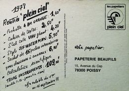 Delcampe - Publicité Papeterie Beaufils PLEIN CIEL - Poissy 1978  (Verso Marché Amérique Latine) - Poissy