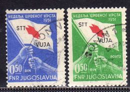 TRIESTE B 1951 CROCE ROSSA RED CROSS CROIX ROUGE SERIE COMPLETA COMPLETE SET USATA USED OBLITERE' - Gebraucht