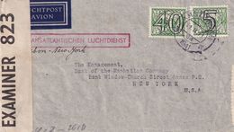 DDX 445 - NEDERLAND - Enveloppe AVION TP Surchargés AMSTERDAM 1941 Vers NEW YORK - Censures Allemandes Et USA - Storia Postale