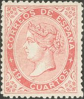 *90. 1867. 19 Cuartos Rosa (dentado Retocado). Color Excepcional Y Muy Bien Centrado. MAGNIFICO. Cert. CEM. - Other & Unclassified