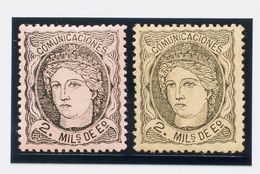 *103, 103a. 1870. 2 Mils Negro Sobre Salmón Y 2 Mils Negro Sobre Amarillo. Excelentes Centrajes Y Colores Intensos. MAGN - Otros & Sin Clasificación