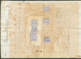 Sobre 107F(7). 1872. 50 Mils Ultramar FALSO POSTAL TIPO VIII, Siete Sellos Adheridos Sobre Expediente Con Inscripción Ma - Otros & Sin Clasificación