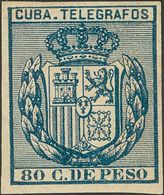 **72s. 1889. 80 Cts Azul. SIN DENTAR. MAGNIFICO. Edifil 2020: 36 Euros - Other & Unclassified