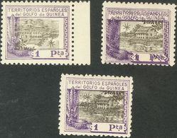 **/*176ei, 176ed, 176eda. 1924. Conjunto De Tres Sellos Del 1 Pts Violeta Y Negro Con Las Variedades CENTRO INVERTIDO, D - Autres & Non Classés