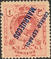 **9hi. 1909. 1 Pts Carmín. SOBRECARGA INVERTIDA. MAGNIFICO. Edifil 2019: 140 Euros - Other & Unclassified