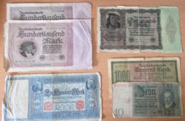 Allemagne / Deutschland - 6 Billets Anciens De 10 à 100000 Reichsmark - 1910 à 1929 - Etat D'usage à Bon état - Colecciones