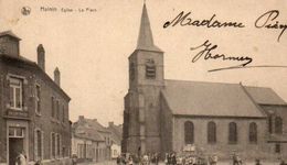 Hainin Eglise La Place Super Animée Circulé Dans Une Enveloppe - Hensies