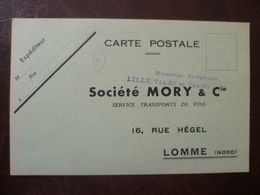 LOMME-    Carte Publicitaire Société MORY - Lomme