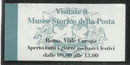 ITALIA REPUBBLICA ITALY REPUBLIC 1995 POSTE ITALIANE MUSEO STORICO DELLA POSTA LIRE 850 LIBRETTO BOOKLET MNH UNUSED - Libretti