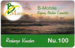 Bhutan - BMobile - Recharge Voucher, Afternoon Landscape - GSM Refill 100Nu, Used - Bhutan