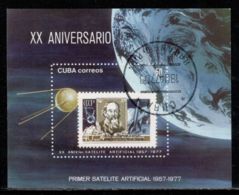 Cuba 1977 Mi# Block 50 Used - Sputnik (1st Artificial Satellite), 20th Anniv. / Space - América Del Norte