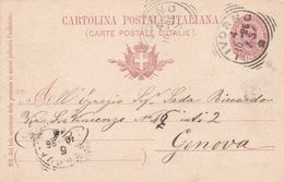 REGNO- ITALIA - LIVORNO - INTERO POSTALE C. 10 - VIAGGIATO  PER GENOVA - Entero Postal