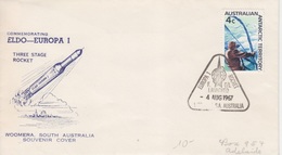 Australie, Lancement De La Fusée Europa 1 (Three Stage Rocket) Obl. Woomera Le 4AUG67, TP AAT 10 - Ozeanien