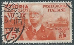 1936 ETIOPIA USATO EFFIGIE 75 CENT - CZ7-7 - Aethiopien