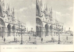 CARTE STEREOSCOPIQUE - Italie - VENISE - ST MARC ET LE PALAIS DUCAL - Cartes Stéréoscopiques